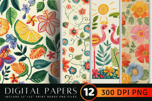 Vintage Summer Embroidery Digital Paper Review